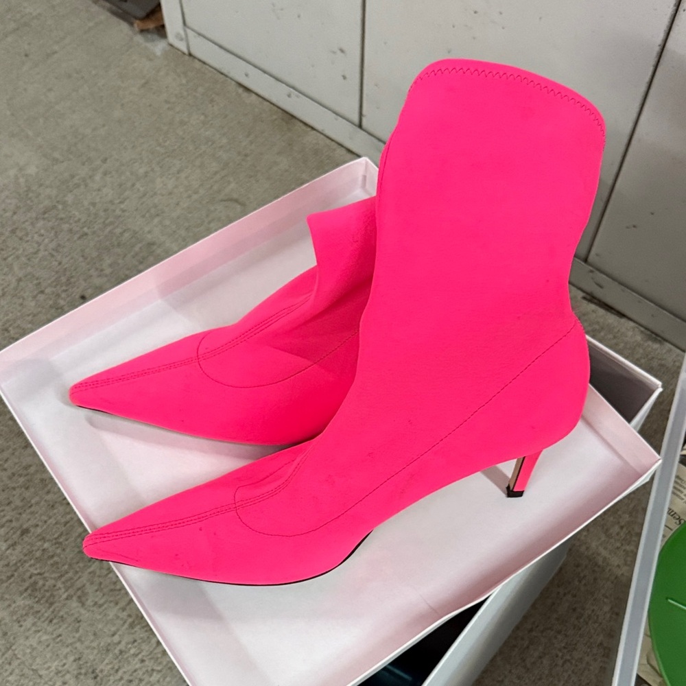 Zara Neon Pink Heeled Boots